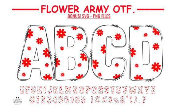 Red Flower Pattern: A Font That Blooms with Character
