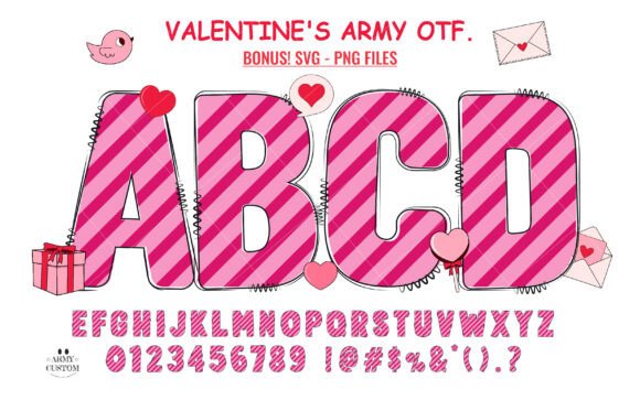 Valentine's Army Stripe: A Doodle Font for Heartfelt Design